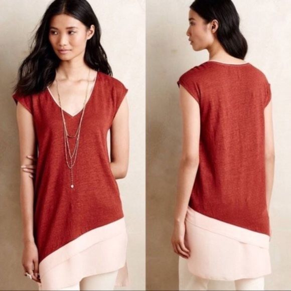 Anthropologie Sz Sm Slope Linen Tunic Top - Picture 1 of 7